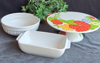 Pure White Serving Dishes And Colorful Cake Stand