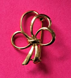 Vintage Gold Ribbon Pin Marked 333, Tests 14K