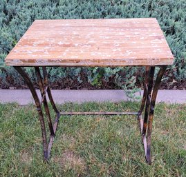 Rustic Metal And Wood Side Table