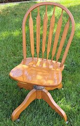 Vintage Solid Oak Office Chair On Wheels