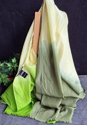 Stunning Silk Green Ombre Style Scarf/ Shawl