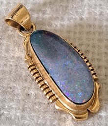 Fabulous Vintage 14k Gold And Opal Fish Shaped Pendant