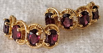 Vintage Gold Plated Garnet Earrings