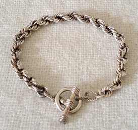 Sterling Silver Rope Bracelet With Toggle Clasp