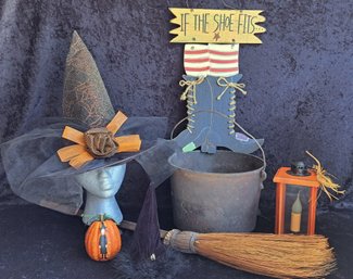 Witchy Collection With Broom, Cauldron, Lantern, Hat And More!