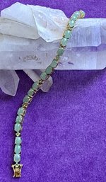 Fabulous Gold Over Sterling Jade And Peridot Tennis Bracelet