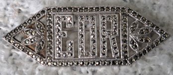 Fabulous Vintage Art Deco Sterling Silver And Marcasite Pin