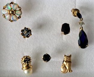 Collection Of Single Earring 10K And 14K With Sapphires, Opals And More
