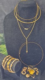 Collection Of Gold Tone Costume Jewelry