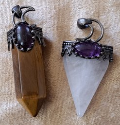 Pair Of Spirit Nest Natural Stone Crystal Pendants