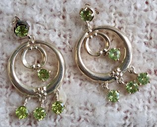 Vintage Sterling And Peridot Dangle Earrings