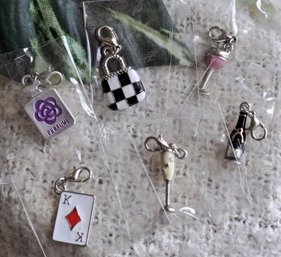 Collection Of Enameled Charms In Silver Tone