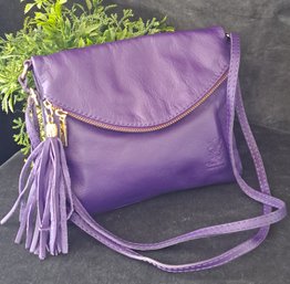 Fabulous Purple Leather Crossbody Made In Italy Vera Pella