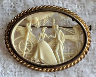 Antique French Depose Celluloid Brooch/ Pin