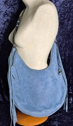 Gorgeous Large Rhea Slouchy Blue Suede Shoulder Bag By Michael Kors