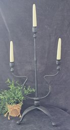 Black, Old World Style Wrought Iron Candle Holder