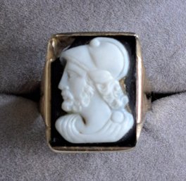 Antique Victorian Men's Raised Relief Onyx And Shell Spartan Warrior As Is