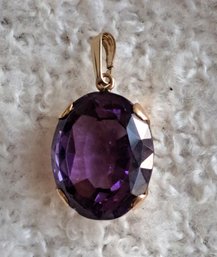 Gorgeous Large Amethyst Pendant In Gold Filled Setting