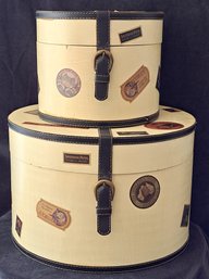 Retro Wooden Hat Box Style Boxes With Old Fashioned Travel Labels