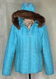 Jones New York Signature Faux Fur Hooded Jacket Size M