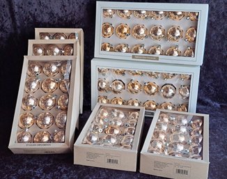 7 Boxes Of Vintage Rauch Gold Christmas Glass Balls