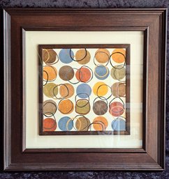 Framed And Matted Contemporary Art In Brown Stained Frame With Fillet