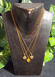 Trio Of Antique/ Vintage Gold Filled Locket Style Necklaces