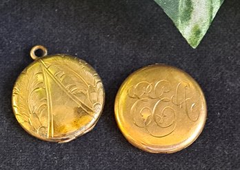 Pair Of Antique Gold Filled Lockets ( As Is )