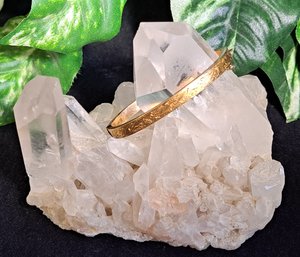 Antique Gold Hinged Bangle Bracelet With Safety Chain Tests 14K