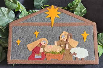Vintage Nativity Set In Cloth Covered Creche Style Box
