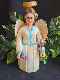 Hand Made Wood Angel Figure Signed By Artist