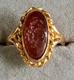 Antique Gold Carnelian Intaglio Ring Tests 14K