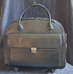 Mc Klein Convertible Black Leather Rolling And Carry-on Portable Office/ Briefcase System