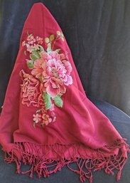 Fabulous Floral Embroidered Tencel Scarf