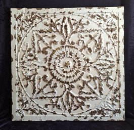 Large 29 X 29 Painted White And Distressed Metal Wall Hanging