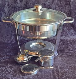 Beautiful Stainless Steel 4 Quart Chafing Dish With Glass Lid And Double Boiler Style Insert
