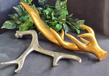 2 Decor Antlers, One Gold, One Silver