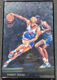 Terry Rose Taking It To The Hoop Framed Poster, Large 24 X 36, In Black Metal Frame