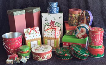 Large Assortment Of Christmas Boxes And Tins
