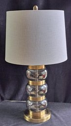 Retro Look Jonathan Y Linna Smoked Gray Glass And Brass Table Lamp 27.5 Inches Tall