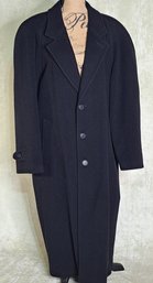 Fabulous Vintage Men's Black Cashmere & Wool Overcoat By Marco Bellini, Made In Italy Size 42