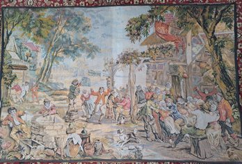 Gigantic, Beautiful, Vintage French Tapestry Pastoral Village 70 X 46