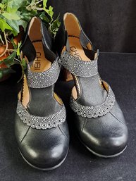 Fabulous Black Leather Mary Janes By GHIBI Made In Portugal Size 39