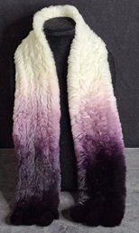 Real Rabbit Ombre Style White To Purple Scarf/ Collar