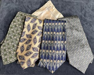 Four Beautiful Silk Ties And A Vintage Silk Handkerchief