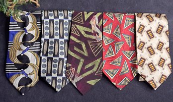 Five Retro Style Silk Ties