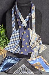 Three Silk Blend Bow Ties And Three Coordinating Silk Pocket Squares