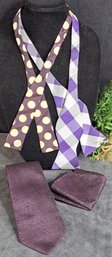 We Love Purple! Men's Tie, Pocket Square And Two Bow Ties
