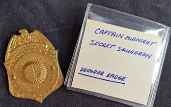 1941 Captain Midnight Mystery Dial Code- O - Graph Decoder Badge