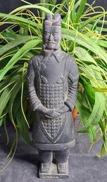 Large, Vintage Terra Cotta Warrior, Army Qin Shi Huang Soldier, Slate Grey Color, 15inches Tall